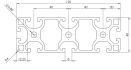 Aluminium T-slot profile 40x120 dimensions